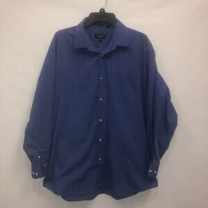 Versa Button Up Adult XL Mens Blue Long Sleeve Cotton Blend Shirt